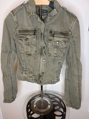 Talula Olive Utility Jacket with Front Zips